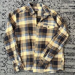Men's Patagonia Plaid Shirt in Blue and Tan | Size Medium